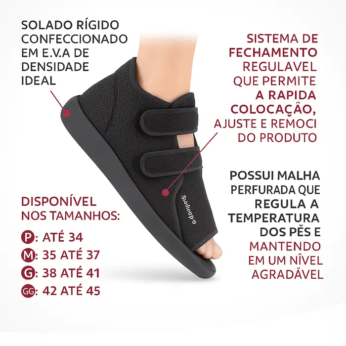 Sandália Ortopédica Pós-Cirúrgica Augusta Salvapé