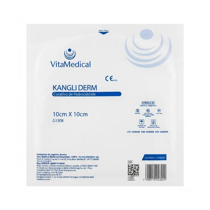 Curativo Kangli Derm Hidrocoloide 10x10cm Vital Medical Unidade