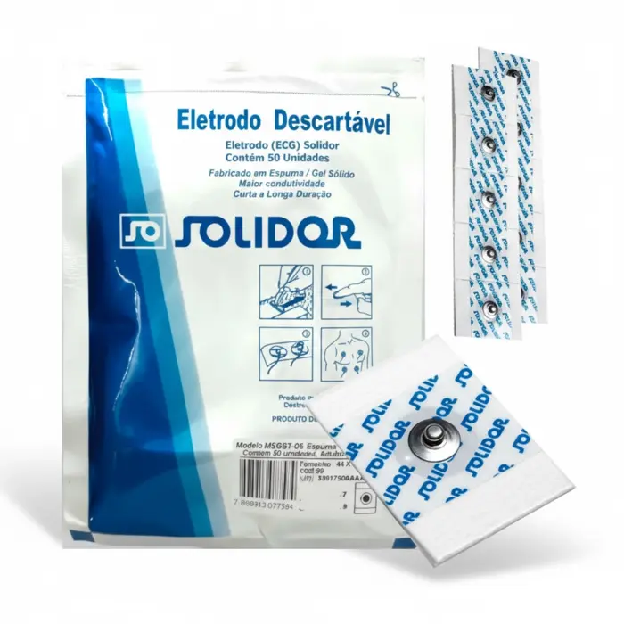 Eletrodo Adesivo Descartável em Espuma para ECG - 50 Unidades - Solidor