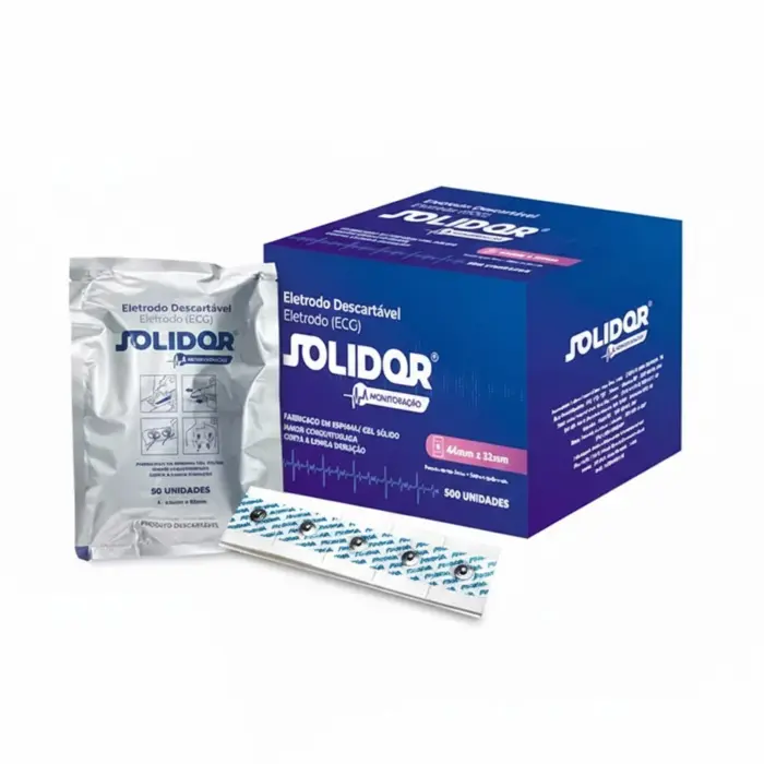 Eletrodo Adesivo Descartável em Espuma para ECG - 50 Unidades - Solidor