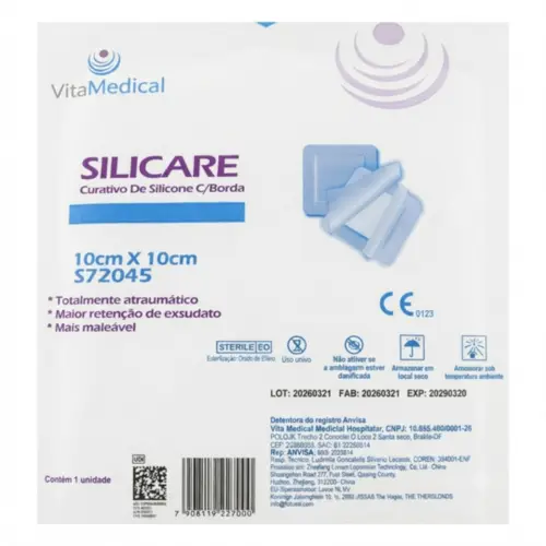 Curativo De Silicone Com Borda Silicare 10x10cm Vita Medical