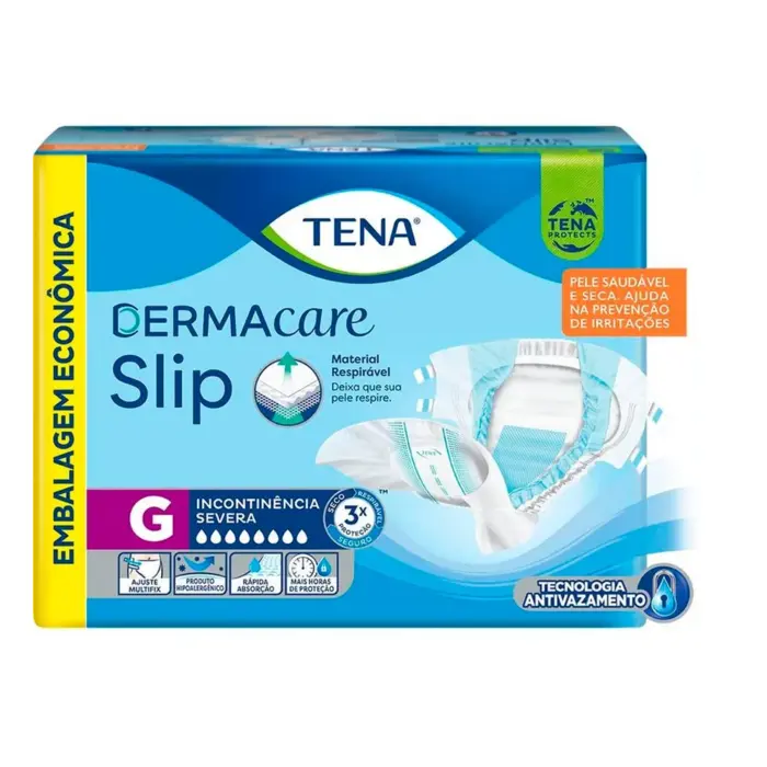Fralda Geriátrica Tena Dermacare Slip - G - 16 Unidades