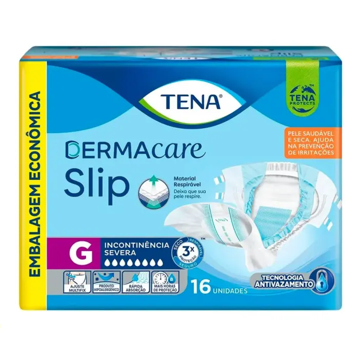 Fralda Geriátrica Tena Dermacare Slip - G - 16 Unidades
