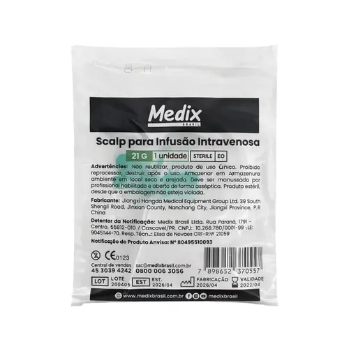Scalp Para Infusão Intravenosa 21G Medix Unidade