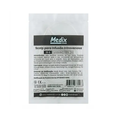 Scalp Para Infusão Intravenosa 19G Medix Unidade