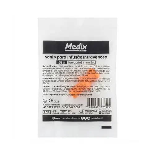 Scalp Para Infusão Intravenosa 25G Medix Unidade