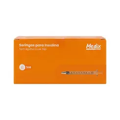 Seringa Descartável Para Insulina Sem Agulha Bico Slip 1ml Medix Unidade