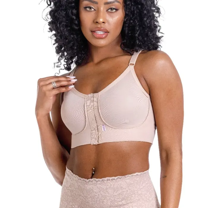 Sutiã Cirúrgico Biobela Com Fecho Frontal Duplo Chocolate PP 1650