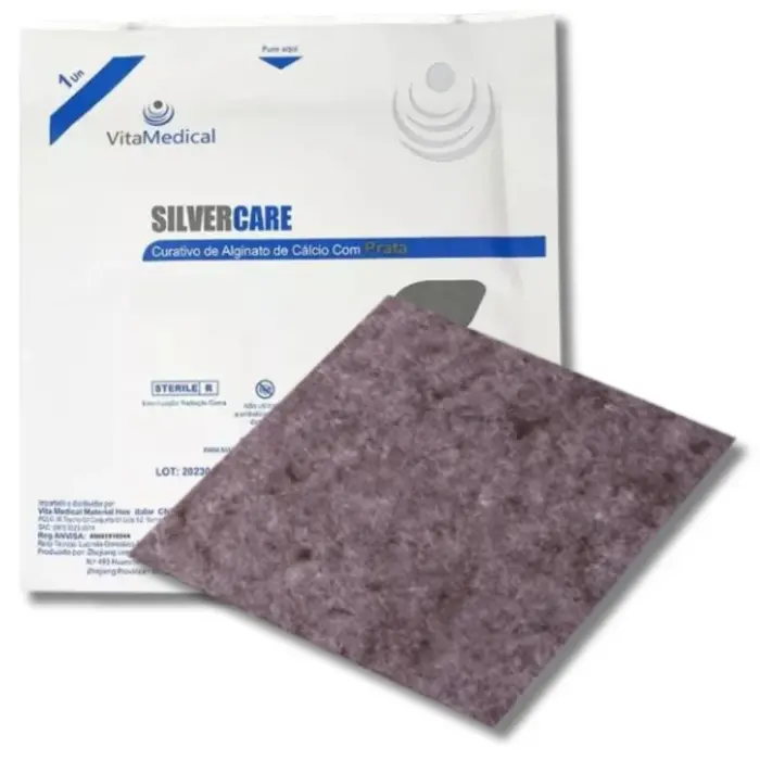 Curativo Alginato de Cálcio com Prata 10x10 Silver Care Vita Medical