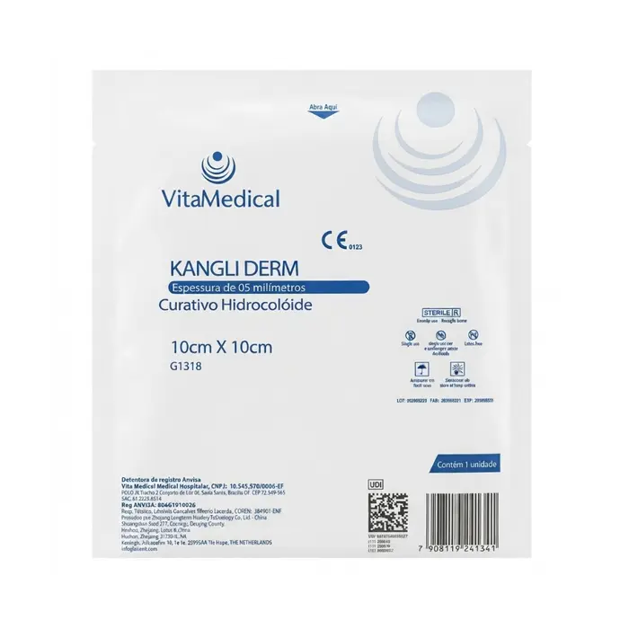 Curativo Kangli Derm Extra Fino Hidrocoloide 10x10cm Vital Medical Unidade