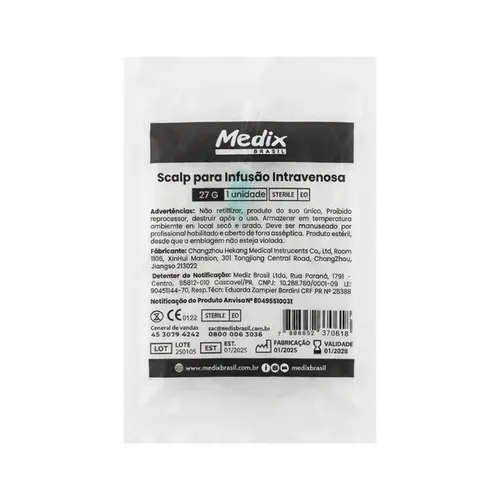 Scalp Para Infusão Intravenosa 27G Medix Unidade