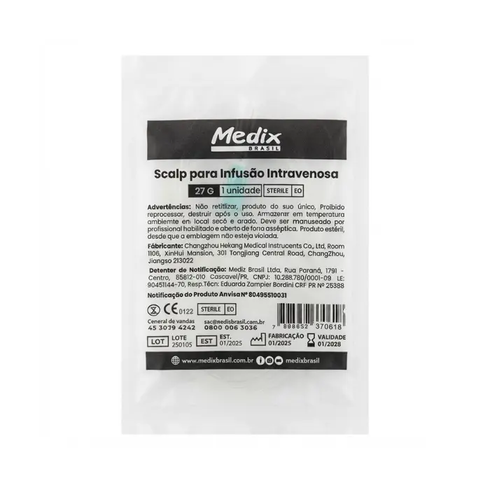 Scalp Para Infusão Intravenosa 27G Medix Unidade