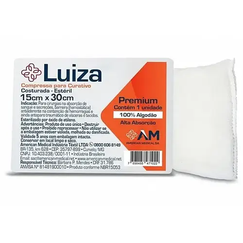 Curativo Algodonado Estéril 15x30cm Luiza