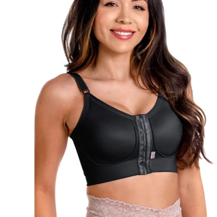 Sutiã Cirúrgico Biobela Com Fecho Frontal Duplo Preto GG 1650