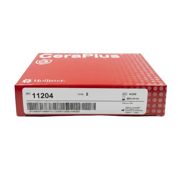 KIT Placa Colostomia Recortável Plana CeraPlus 11204 70/57mm Hollister 5 Unidades