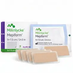 KIT Curativos De Silicone Mepiform 5x7.5cm Mölnlycke 5 Unidades