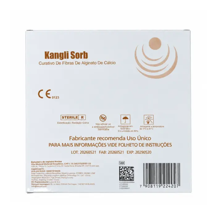 Curativo Kangli Sorb G5305 Alginato De Cálcio 10x10cm Vital Medical 10 Unidades