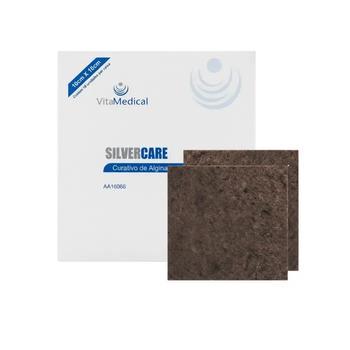 Curativo SilverCare Alginato De Cálcio Com Prata 10x10cm Vita Medical 10 Unidades