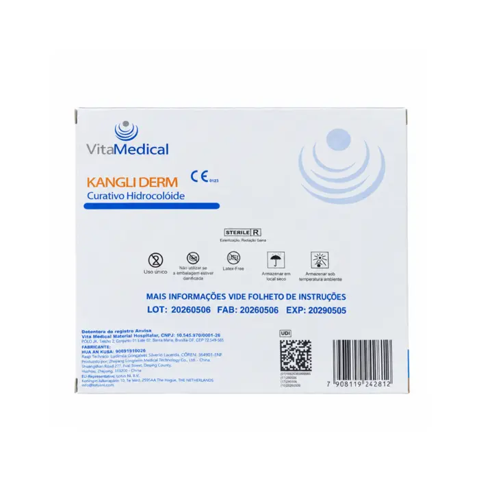 Curativo Kangli Derm G1308 Hidrocoloide 10x10cm Vital Medical 10 Unidades