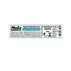 Agulha Hipodérmica Descartável 21G 30x0,80mm Medix Unidade