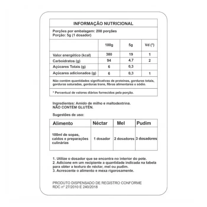 Espessante Alimentar Espessaline 1kg Sineline Unidade