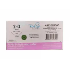 Fio Cirúrgico de Ácido Poliglicólico Violeta 2-0 Ag Cilind. 3/8 3,0 cm - Cx 36 Un - Bioline