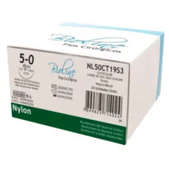 Fio Cirúrgico de Nylon Preto 5-0 Ag Triang. 3/8 1,9 cm - Cx 24 Un - Bioline Fios