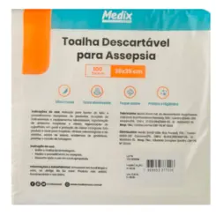 Toalha Descartável Para Assepsia 30x35 - 100 Unidades - Medix
