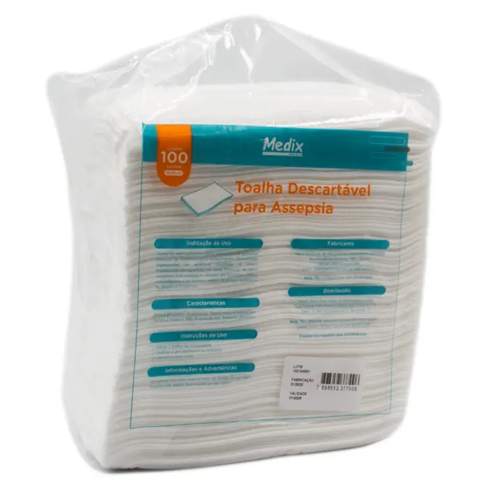 Toalha Descartável Para Assepsia 30x35 - 100 Unidades - Medix