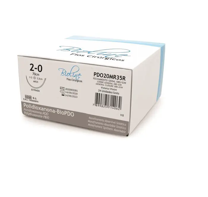 Fio Cirúrgico de Polidioxanona Violeta 2-0 Ag Cilind. 1/2 3,5 cm - 24 Un - Bioline