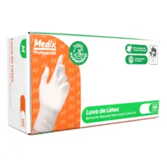Luva de Procedimento Látex Medix Sem Pó - Tamanho M - 100Un