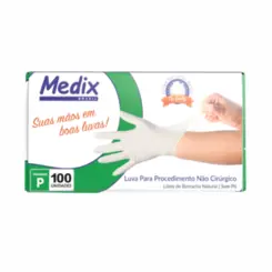 Luva de Procedimento Látex Medix Sem Pó - Tamanho M - 100Un