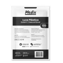 Luva Descartável Plástica Estéril - Medix - 100 Unidades