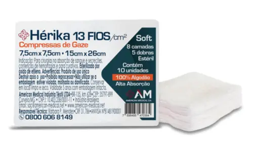 Gaze Estéril Compressa 10 Unidades 13 Fios Herika