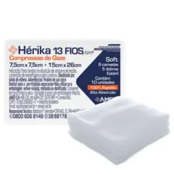 Gaze Estéril Compressa 10 Unidades 13 Fios Herika