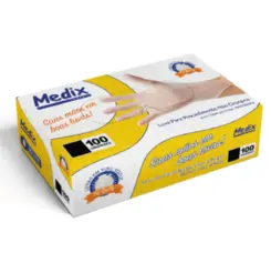 Luva de Vinil Descartável Sem Pó Medix - Tamanho G - 100 Unidades