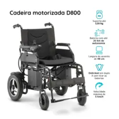Cadeira de Rodas Dobrável Motorizada D800 Até 120kg Dellamed
