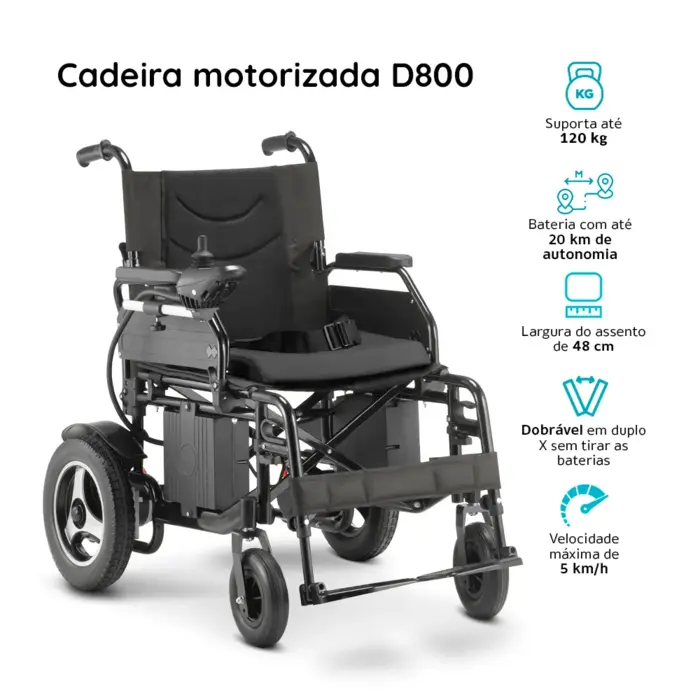 Cadeira de Rodas Dobrável Motorizada D800 Até 120kg Dellamed