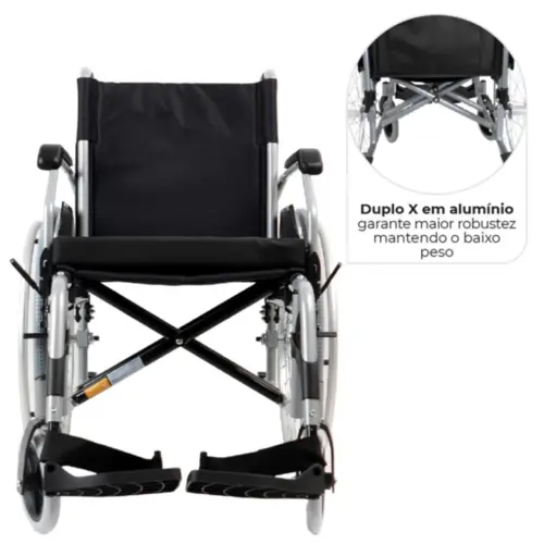 Cadeira de Rodas Dobrável - Dellamed D600 - Até 120kg - Largura 40 cm