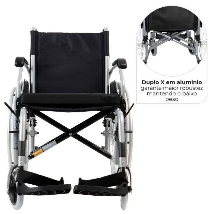 Cadeira de Rodas Dobrável - Dellamed D600 - Até 120kg - Largura 40 cm