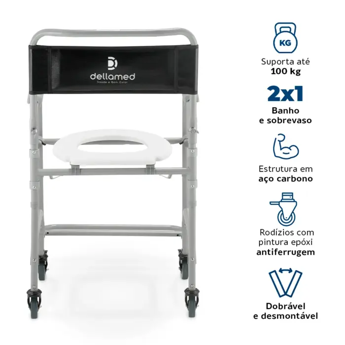 Cadeira de Banho Dobrável Até 100Kg D30 Dellamed