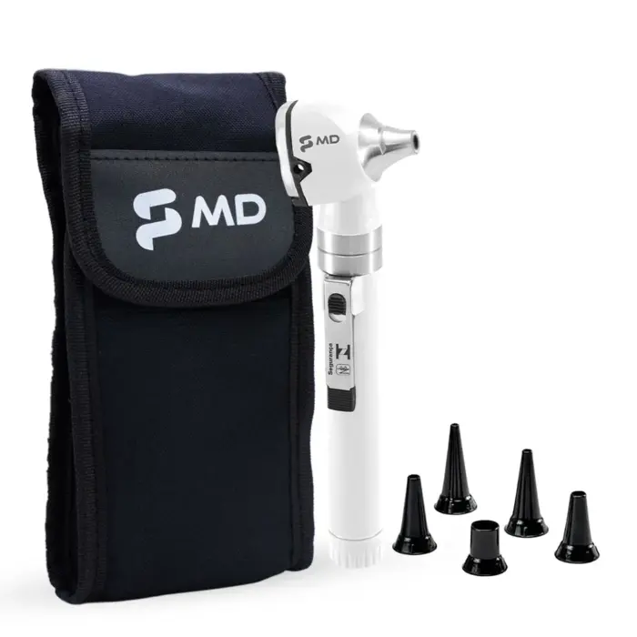 Otoscópio MD Led Omni Branco Com Estojo Macio