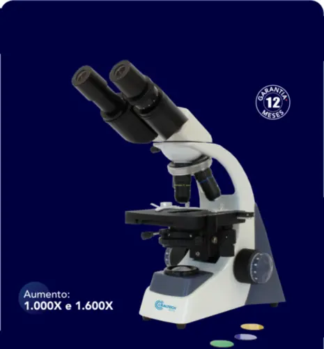 Microscópio Binocular Óptica Acromático Led - Aumento 1.000X e 1.600X - Craltech
