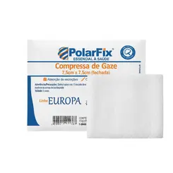 Compressa De Gaze Estéril Europa 13 Fios 7,5x7,5cm Sem Raio X PolarFix 10 Unidades