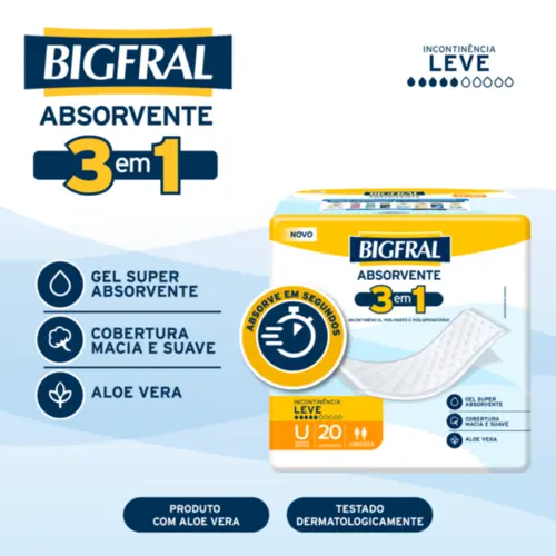Absorvente Geriátrico Bigfral 3 em 1 Regular 20 Unidades