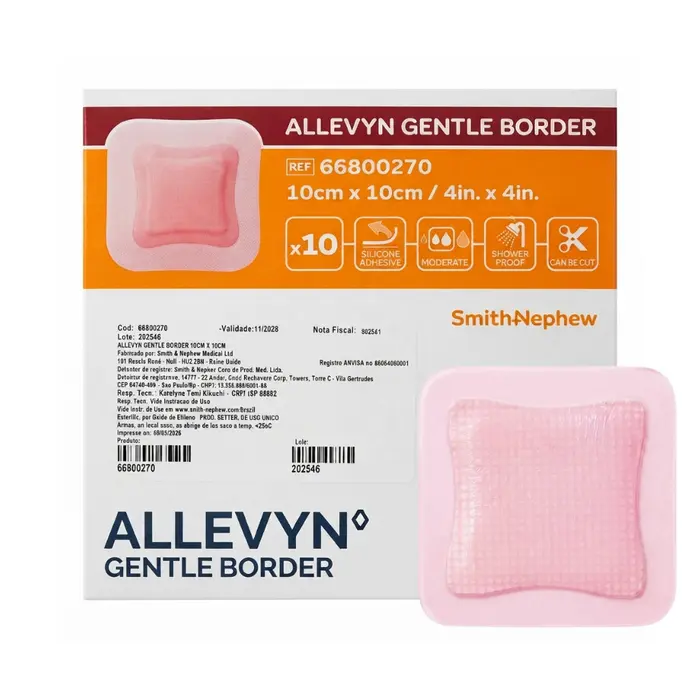 Curativo Allevyn Gentle Border 10x10cm Smith Unidade
