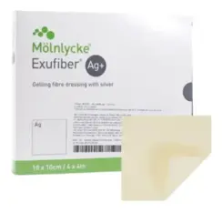 Curativo de Prata Exufiber AG 10x12 - Carvão Ativado - Molnlycke