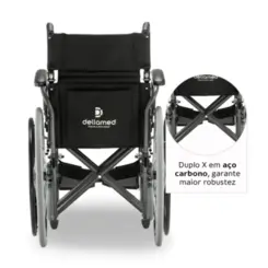 Cadeira de Rodas Dobrável em Aço - D400 Dellamed - Até 120 Kg - Largura 44 cm