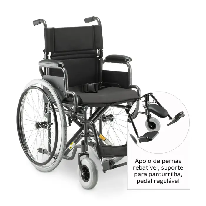 Cadeira de Rodas Dobrável em Aço - D400 Dellamed - Até 120 Kg - Largura 44 cm