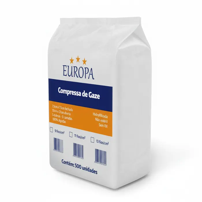 Gaze Curativo Compressa 500 Unidades 13 Fios Europa